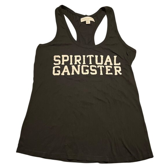 Spiritual Gangster Black Racerback Tank Top S Cotton Blend Made In USA - Picture 1 of 6